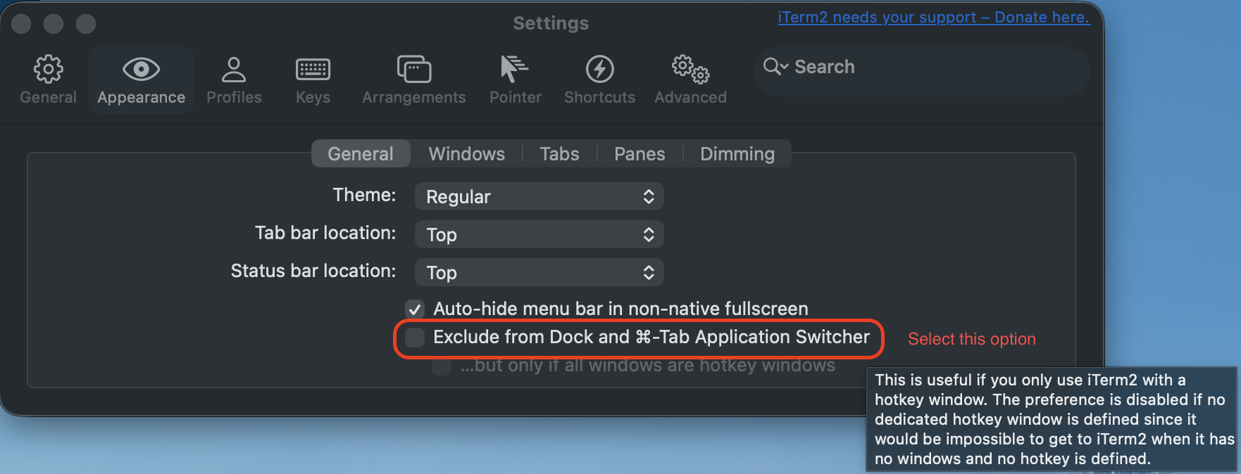 show tabs